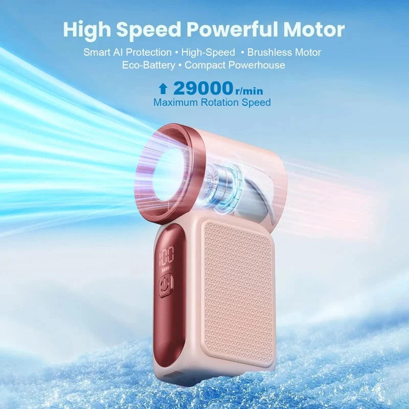 Handheld Fan Compact LED Display 6-Speed Settings