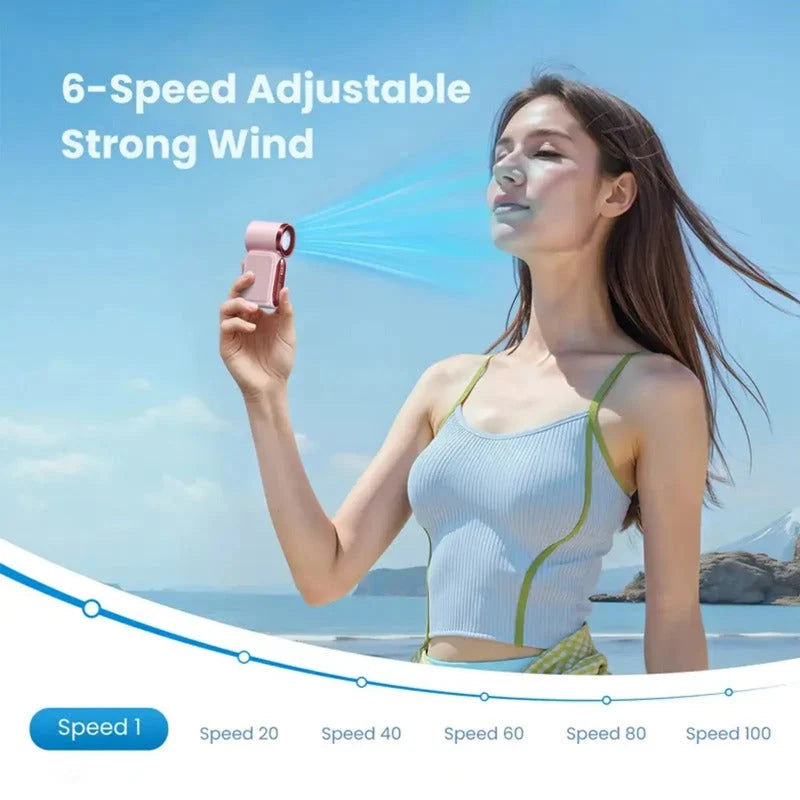 Handheld Fan Compact LED Display 6-Speed Settings