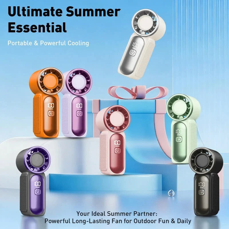 Handheld Fan Compact LED Display 6-Speed Settings