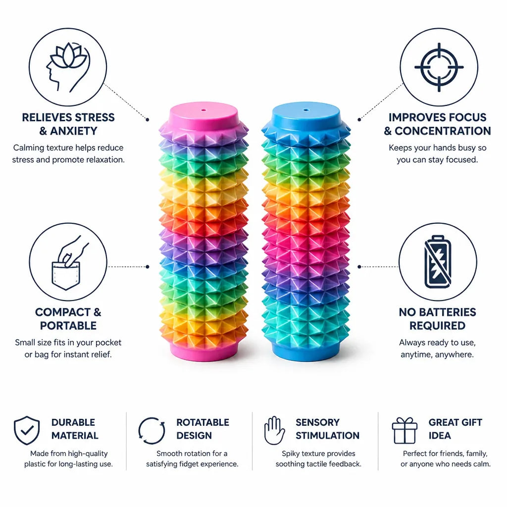 Handheld Fidget Toy Spiky & Rotatable Set of 2