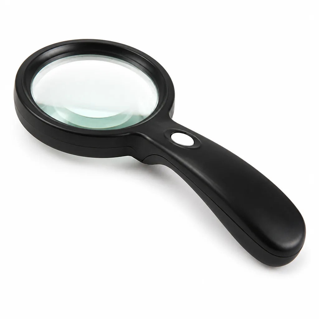 Handheld Magnifier 10X Magnification Built-In LED Ergonomic Handle