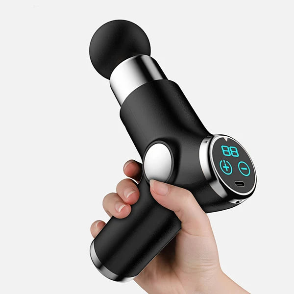Handheld Percussion Massager Rechargeable 32 Speeds Interchangeable Heads