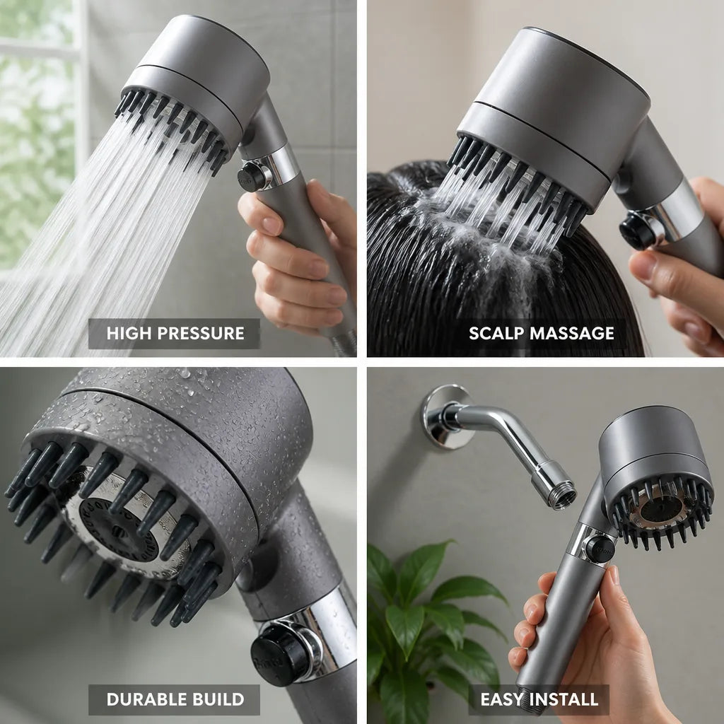 Handheld Showerhead High-Pressure Rainfall & Scalp Massage
