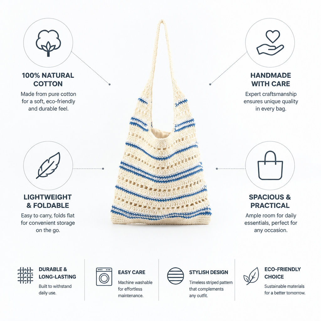 Handmade 100% Cotton Tote Bag (Foldable)