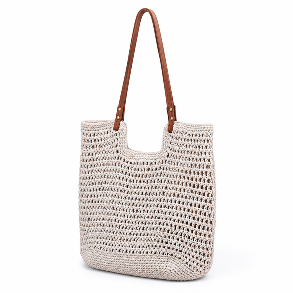Handmade Cotton Macrame Tote Bag (Spacious Interior)