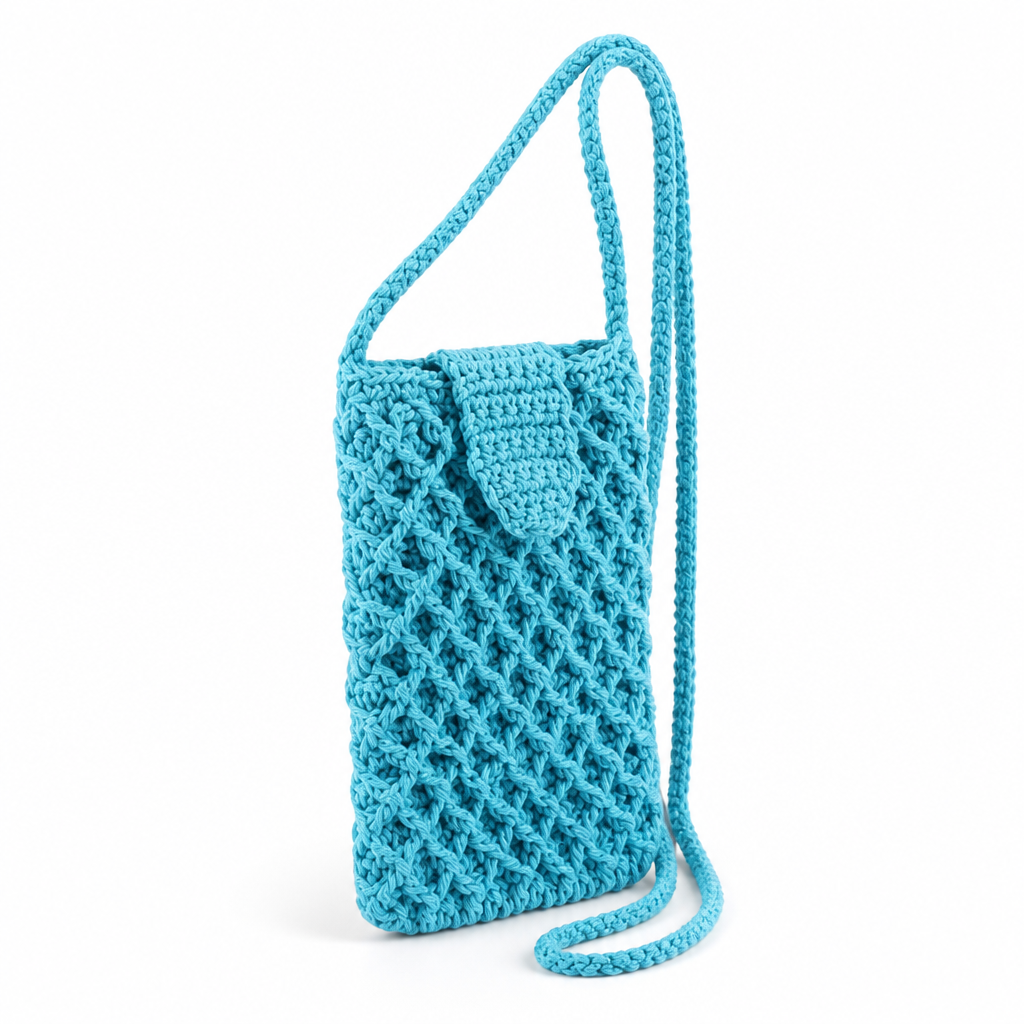 Handmade Crochet Adjustable Strap Phone Bag (Fits Most Smartphones)