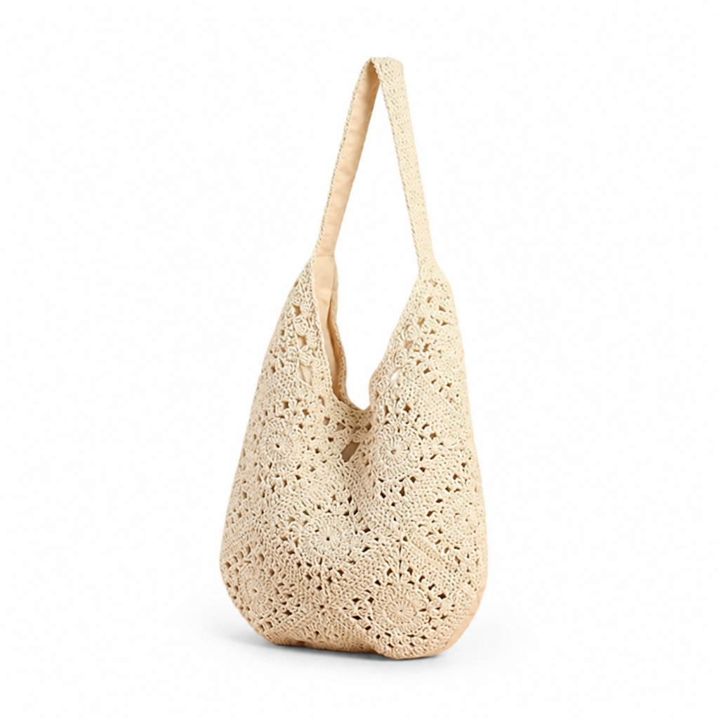 Handmade Crochet Wide-Strap Crossbody Bag