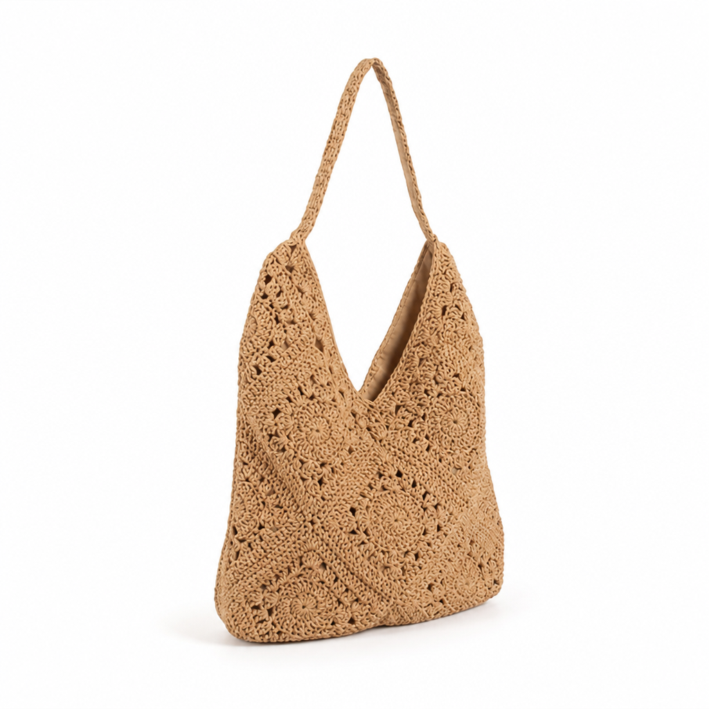 Handmade Crochet Wide-Strap Crossbody Bag