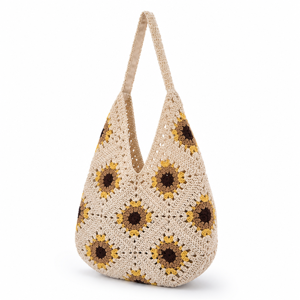 Handmade Floral Crochet Crossbody Bag