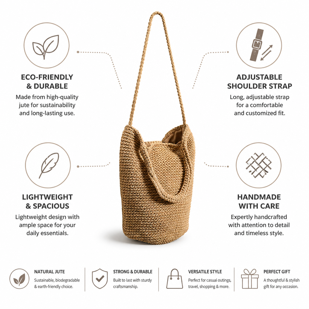 Handmade Jute Adjustable Strap Shoulder Bag
