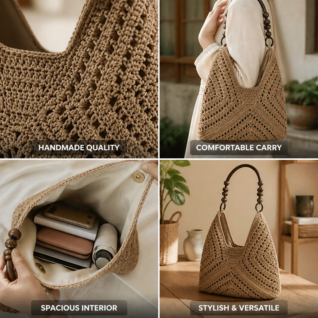 Handmade Macramé Tote (Ergonomic Handle)