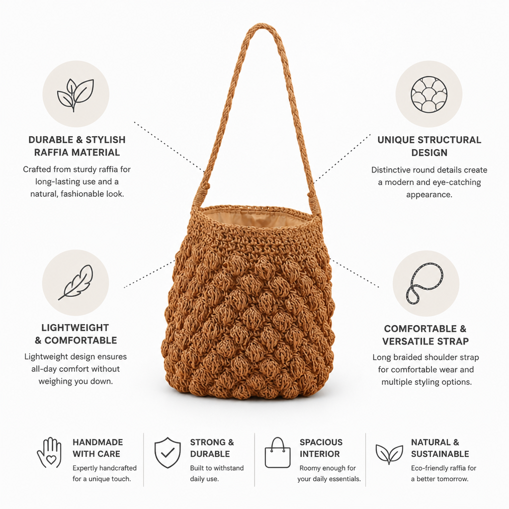 Handmade Raffia Round-Structured Shoulder Bag
