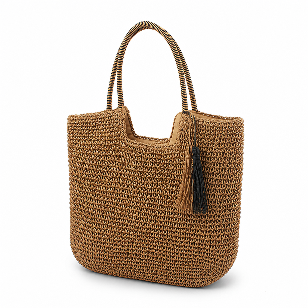 Handmade Straw Tassel Shopper Bag (Padded Handles)