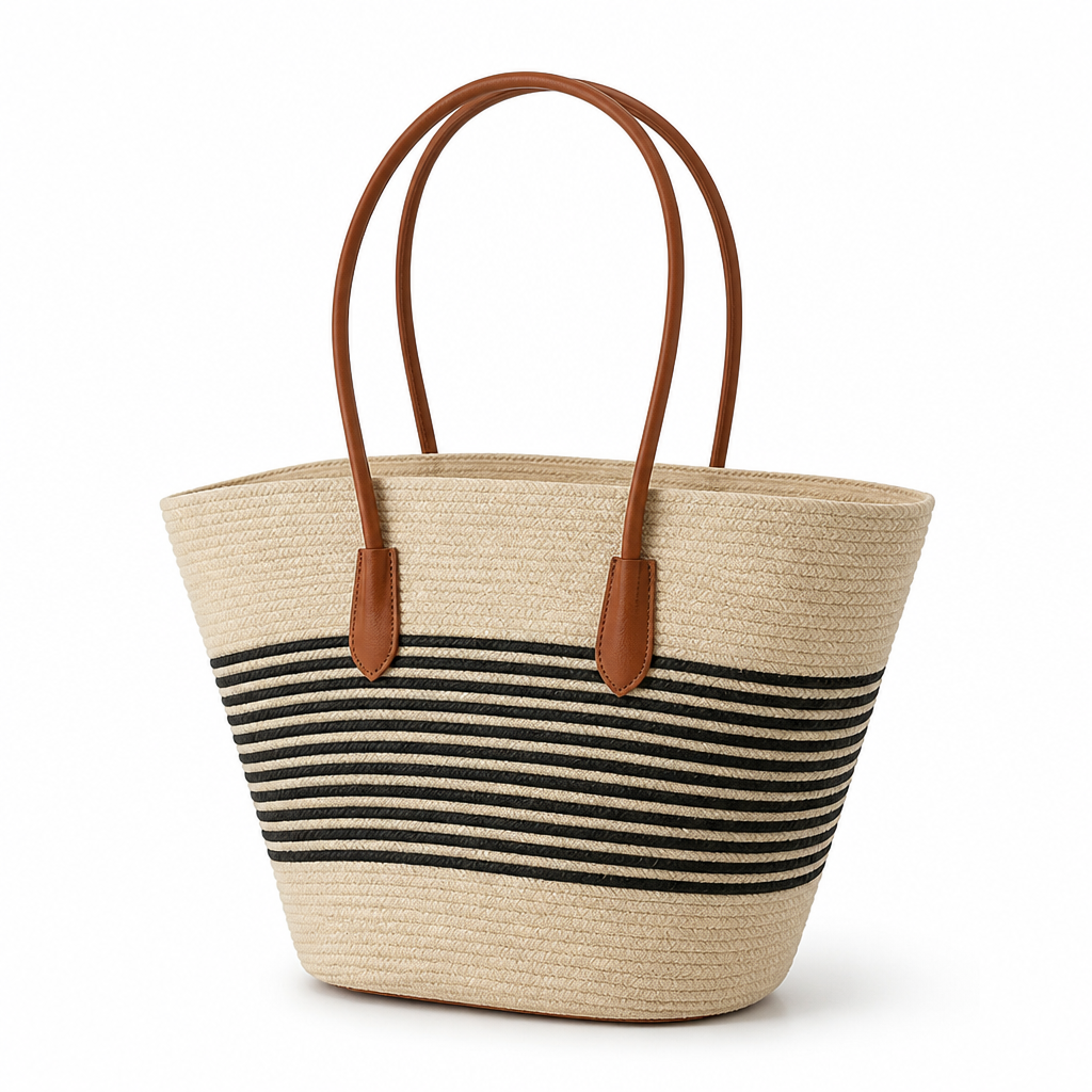 Handmade Striped Canvas Beach Bag