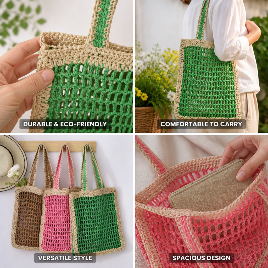 Handmade Sustainably Sourced Shopping Bag (Long Handles)