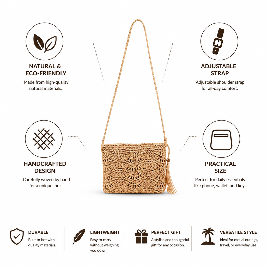 Handmade Woven Crossbody Bag (Adjustable Strap)
