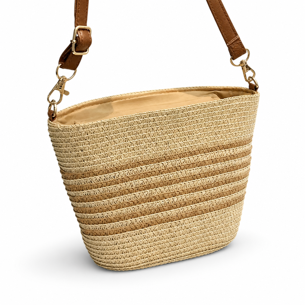 Handmade Woven Straw Crossbody Bag (Adjustable Strap)
