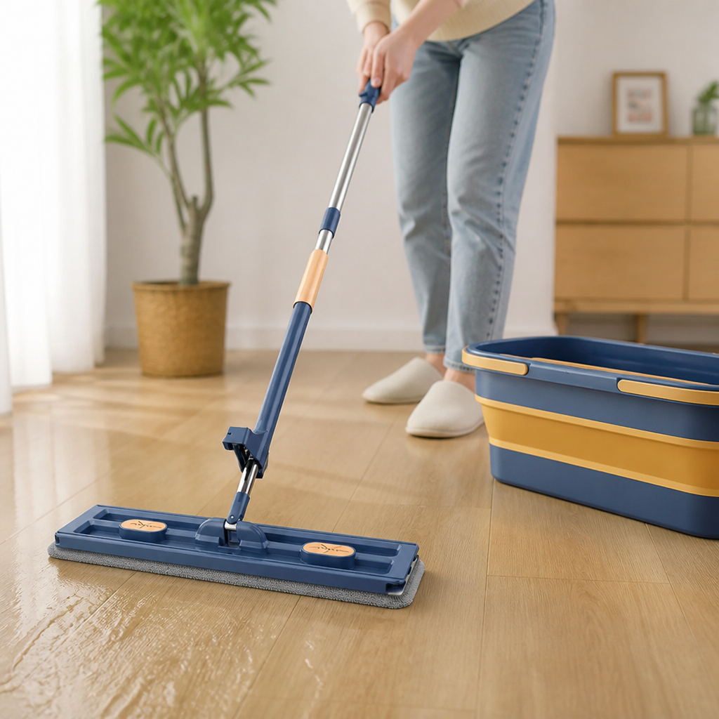 Hands-Free Drainage & 360° Rotating Flat Mop Set