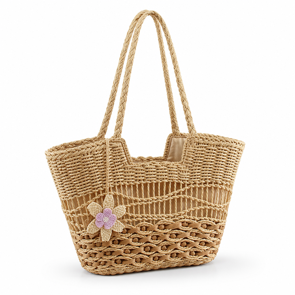 Handwoven Eco-Friendly Straw Beach Bag