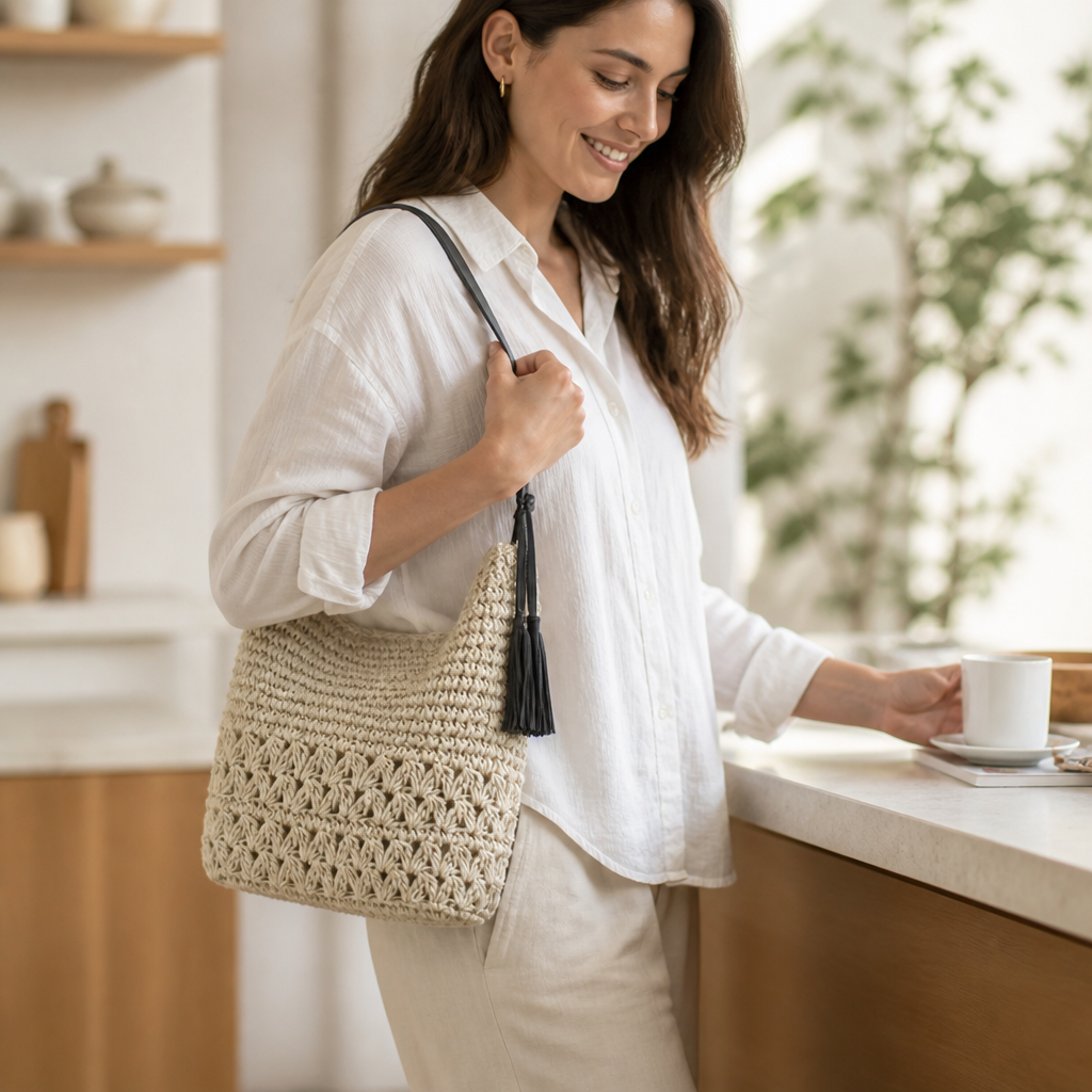 Handwoven Hemp Hobo Bag (Soft Shoulder Strap)