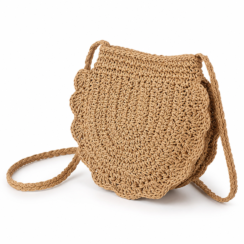 Handwoven Macrame Round Shoulder Bag (Adjustable Strap)