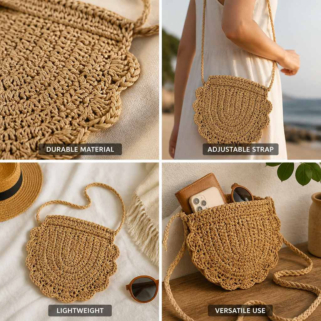 Handwoven Macrame Round Shoulder Bag (Adjustable Strap)