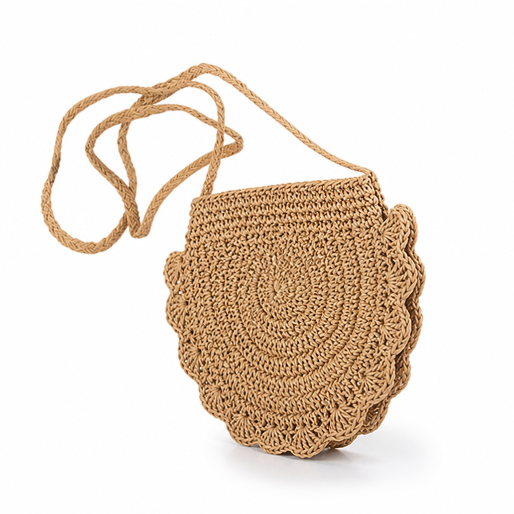 Handwoven Macrame Round Shoulder Bag (Adjustable Strap)