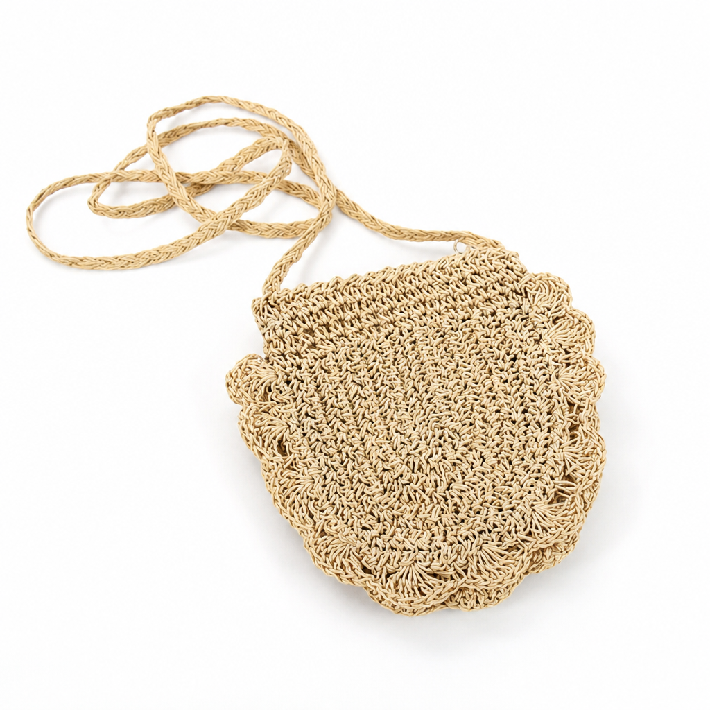 Handwoven Macrame Round Shoulder Bag (Adjustable Strap)