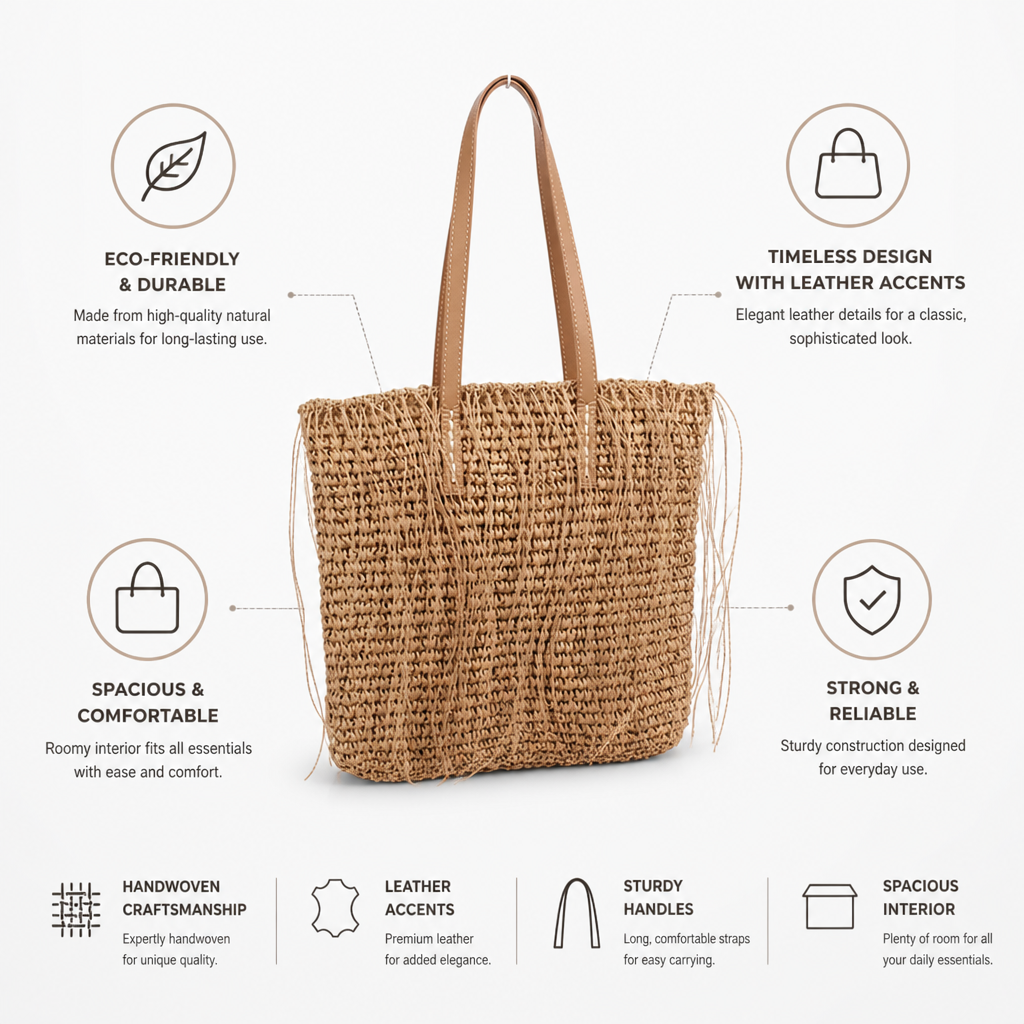 Handwoven Natural Fiber Beach Bag