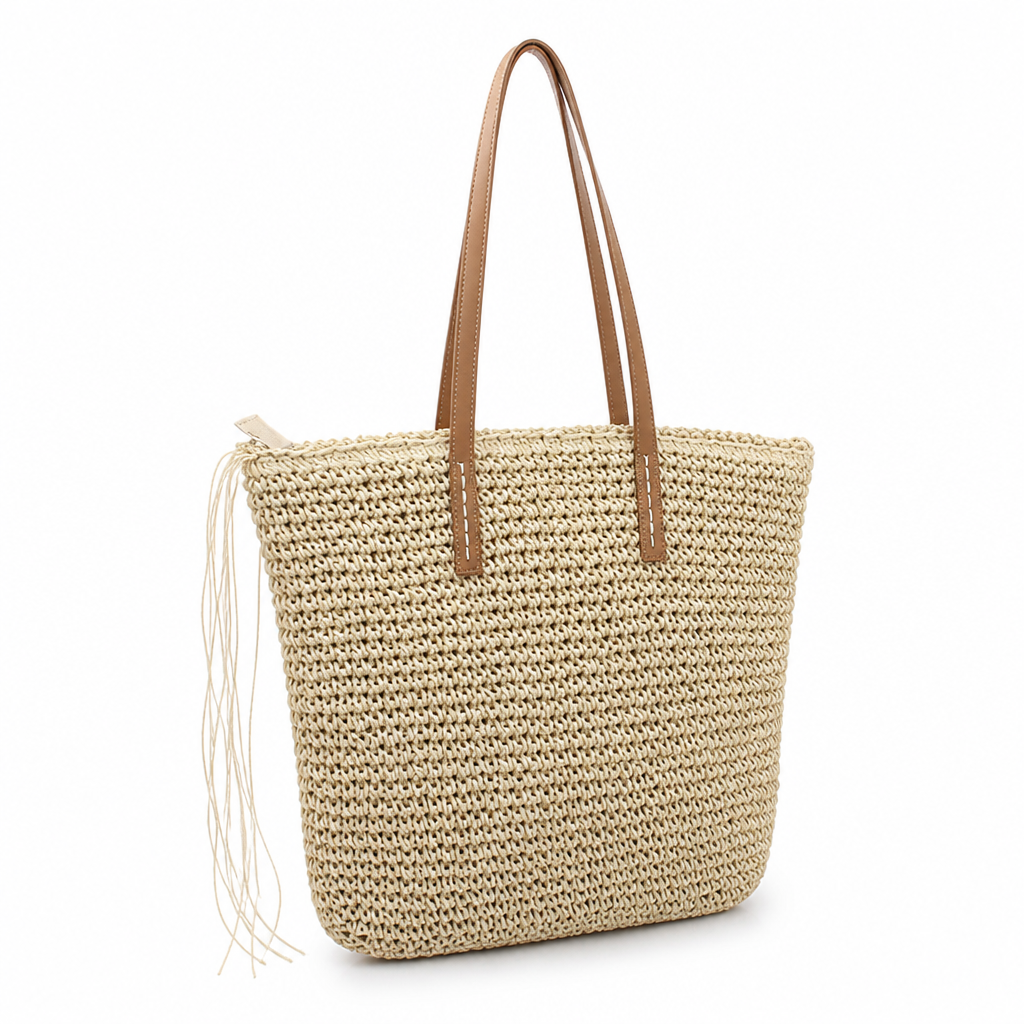 Handwoven Natural Fiber Beach Bag