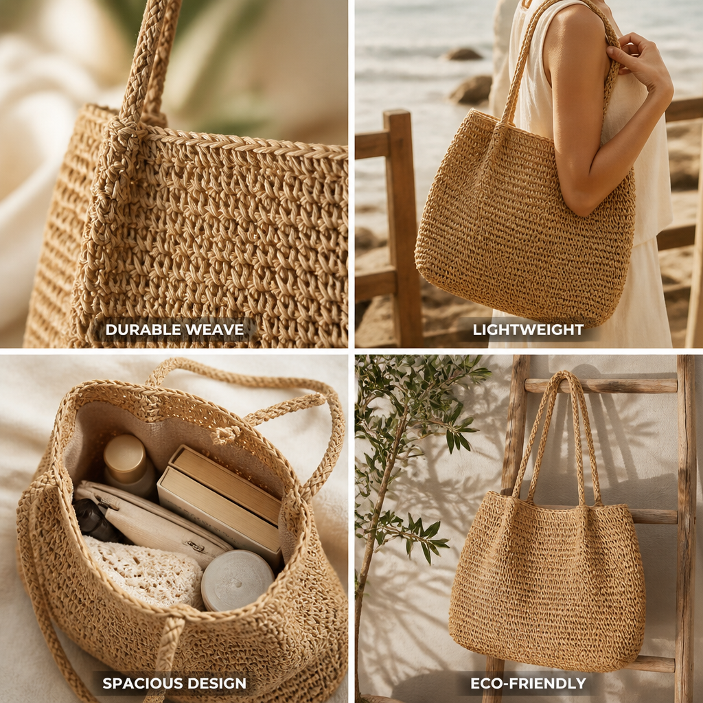 Handwoven Natural Fiber Beach Tote