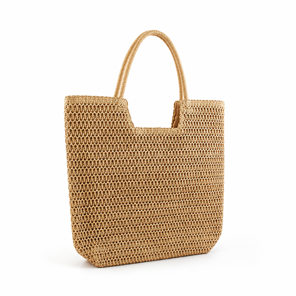 Handwoven Natural Fiber Handbag (Spacious Interior)