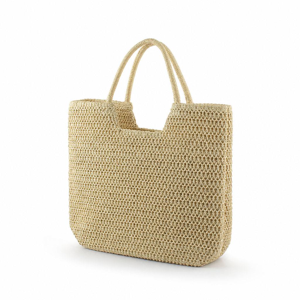 Handwoven Natural Fiber Handbag (Spacious Interior)