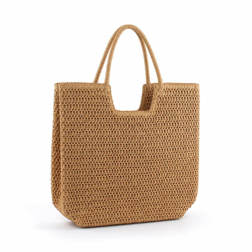 Handwoven Natural Fiber Handbag (Spacious Interior)