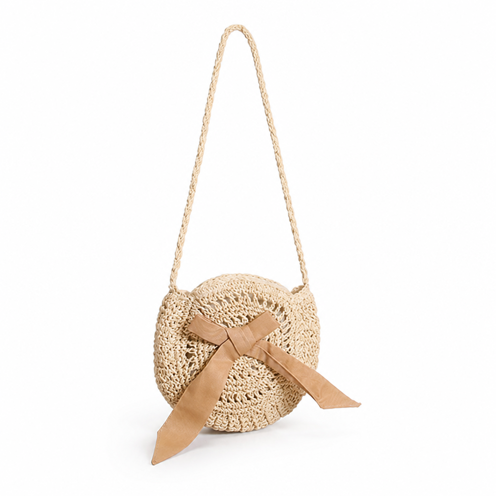 Handwoven Natural-Fiber Shoulder Bag (Decorative Bow)
