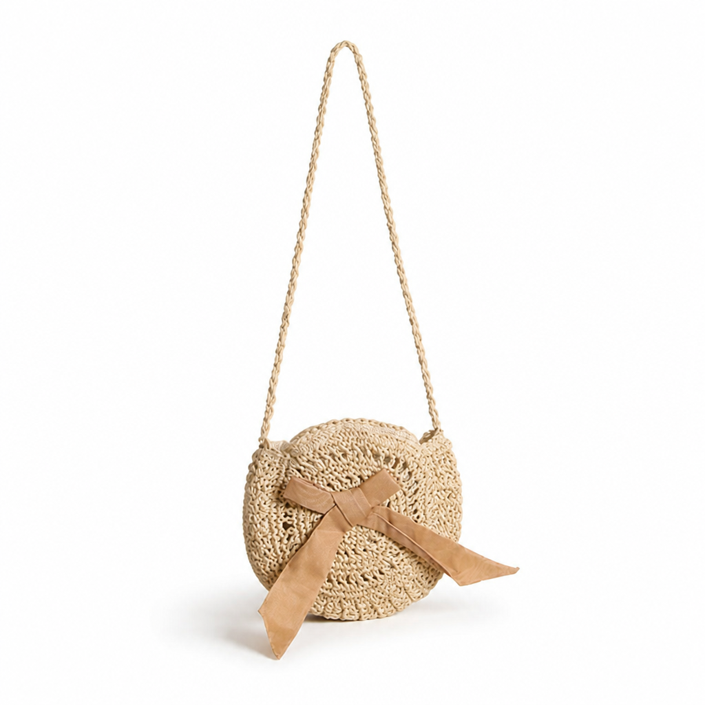 Handwoven Natural-Fiber Shoulder Bag (Decorative Bow)