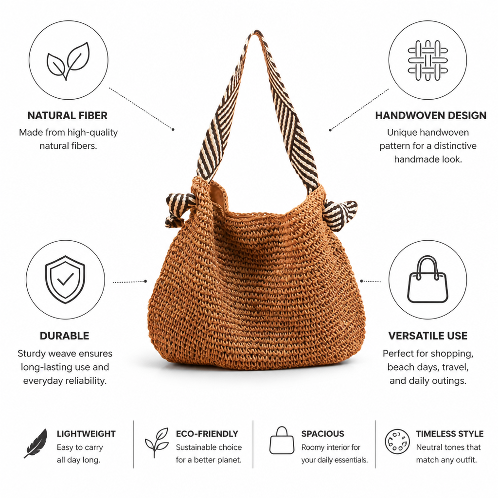 Handwoven Natural Fiber Shoulder Bag