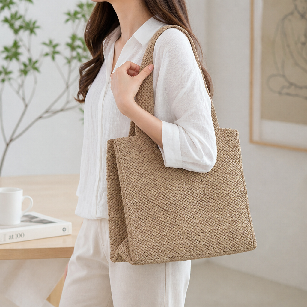 Handwoven Natural Fiber Tote Bag
