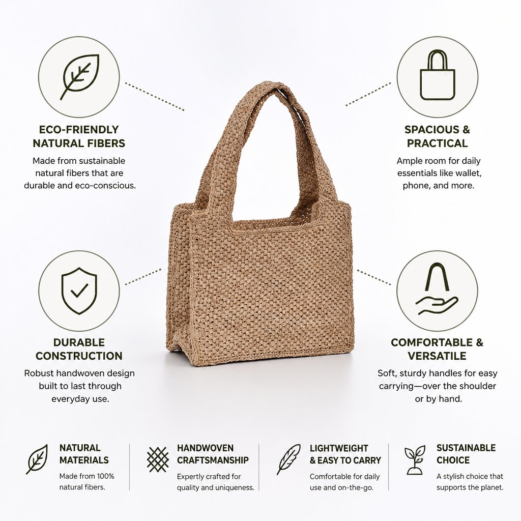 Handwoven Natural Fiber Tote Bag