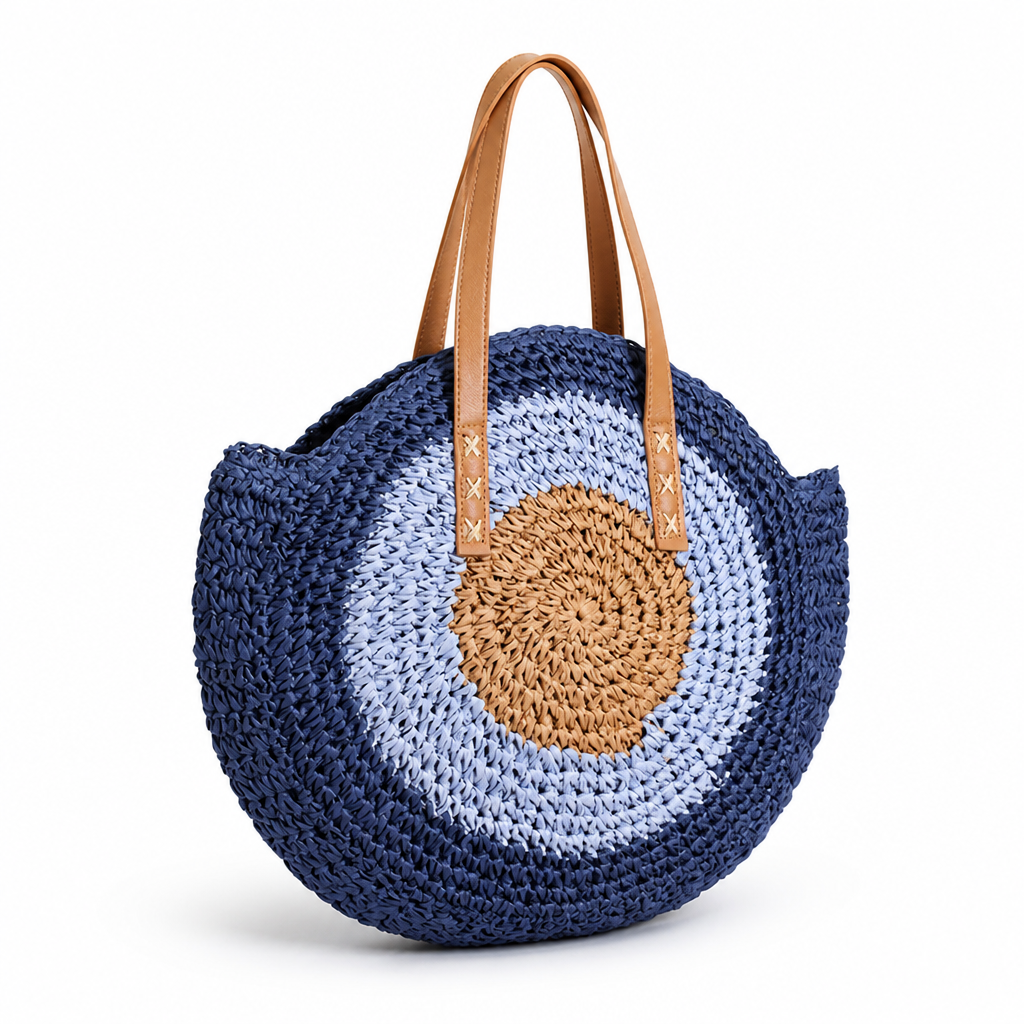 Handwoven Natural Round Basket Bag