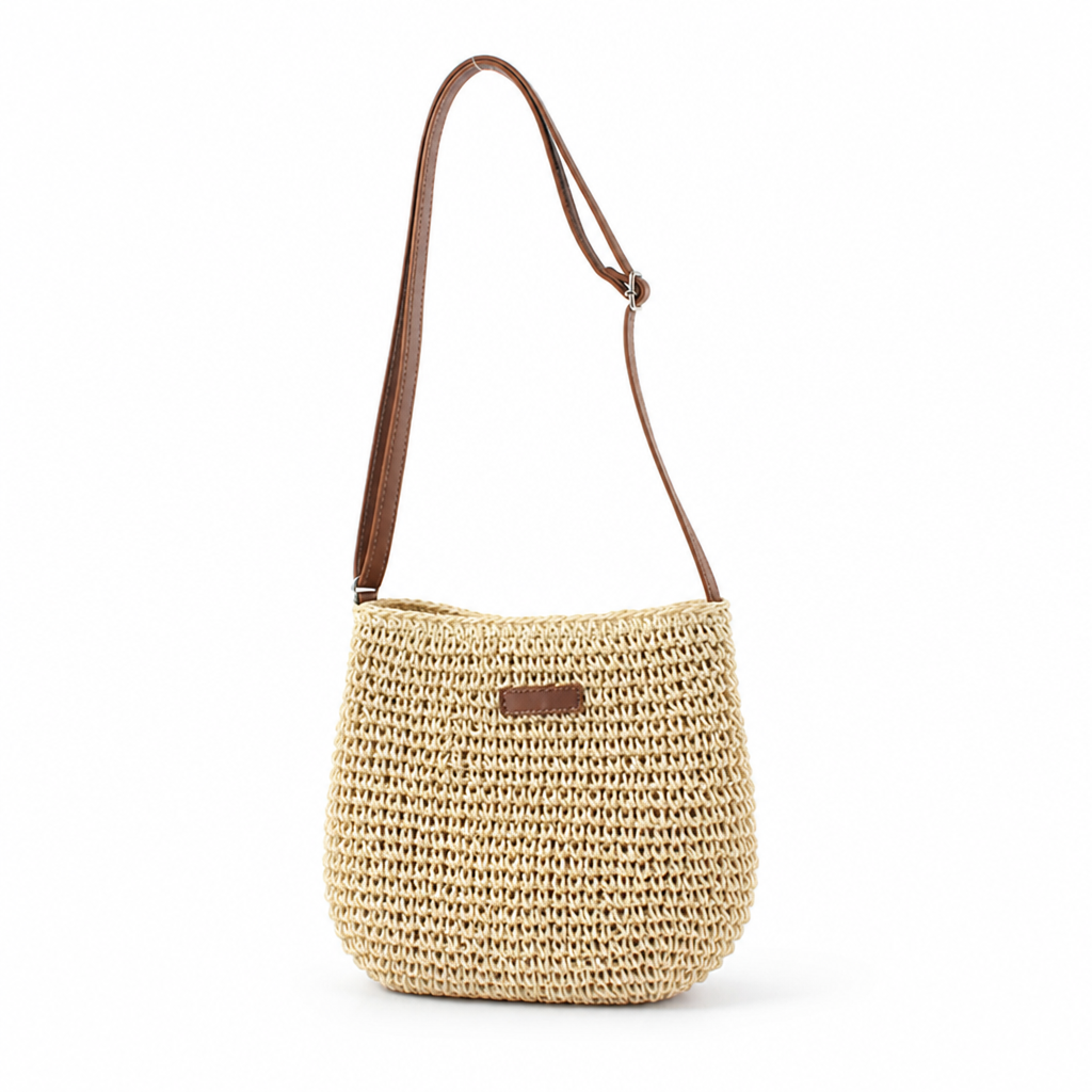 Handwoven Natural Shoulder Bag (Adjustable Strap)