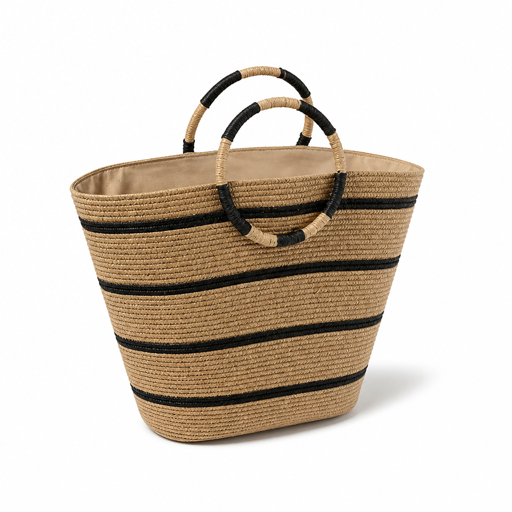 Handwoven Natural Straw Beach Tote