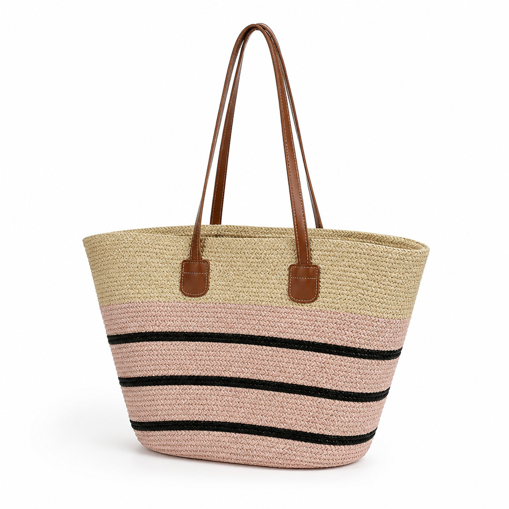 Handwoven Natural Straw Beach Tote