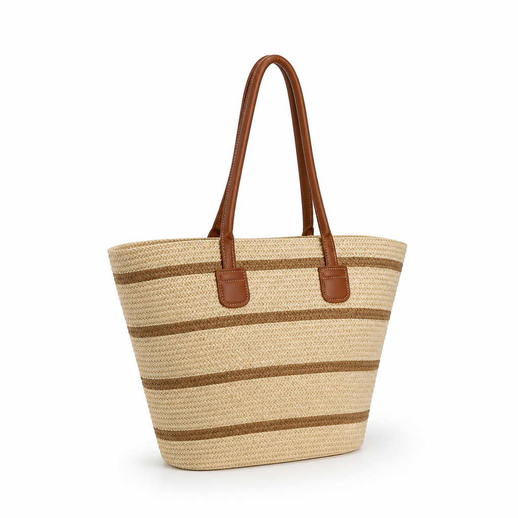 Handwoven Natural Straw Beach Tote