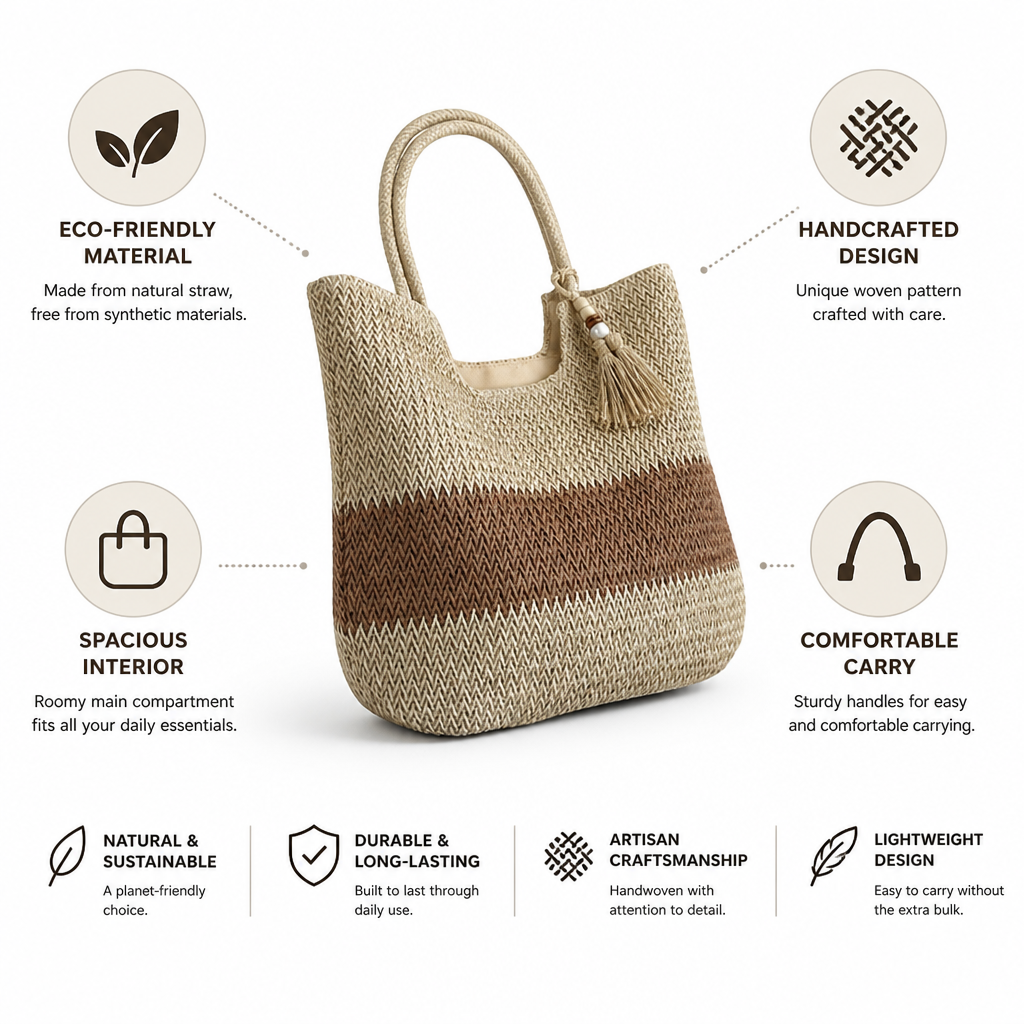 Handwoven Natural Straw Tote