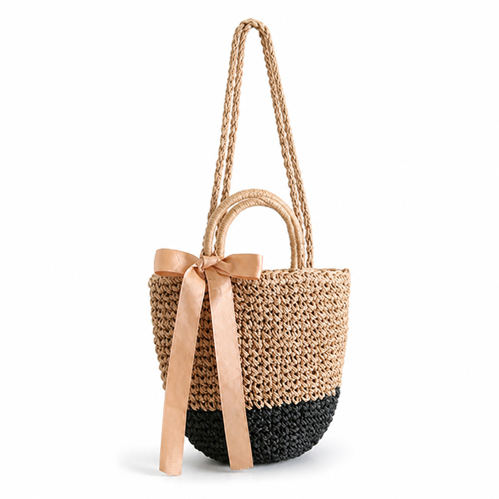 Handwoven Raffia Basket Bag (Shoulder Strap)