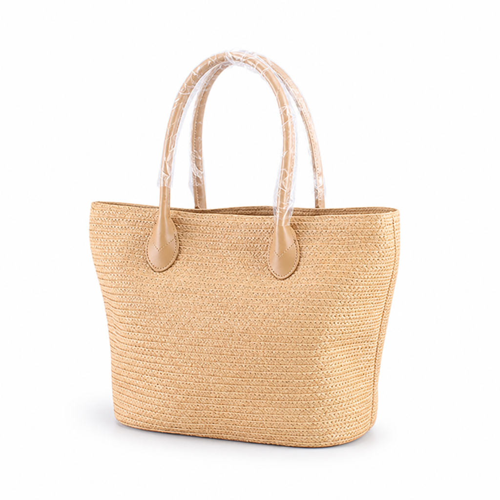 Handwoven Raffia Tote With Reinforced Handles