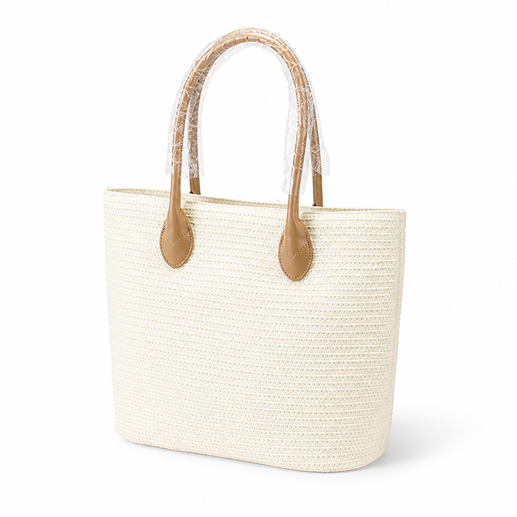 Handwoven Raffia Tote With Reinforced Handles