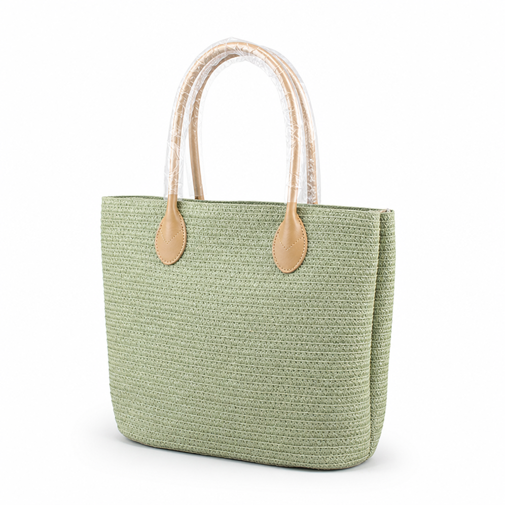 Handwoven Raffia Tote With Reinforced Handles