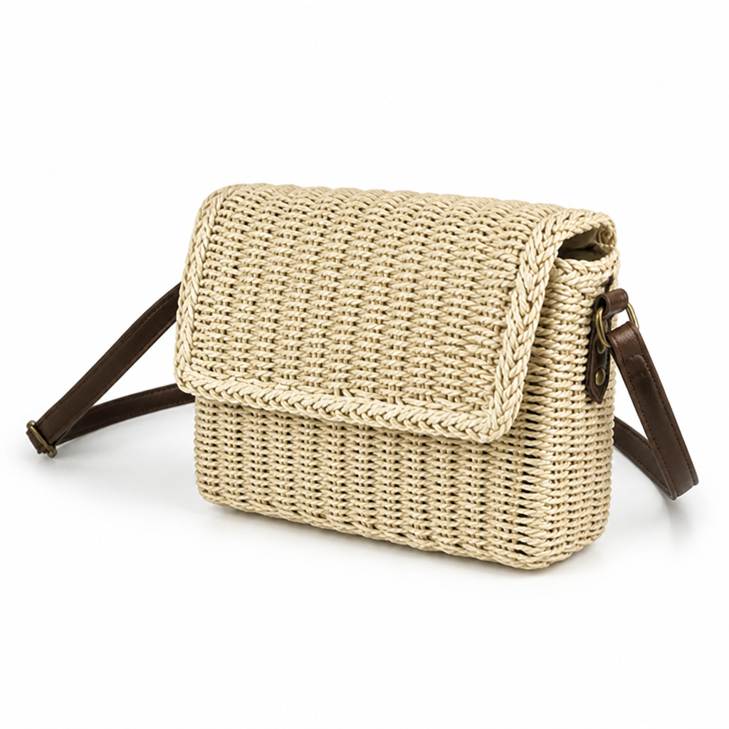 Handwoven Rattan Shoulder Bag (Adjustable Strap)